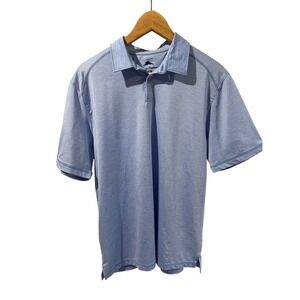 Tommy Bahama Mens Blue Heathered Short Sleeve Polo Shirt Size Medium